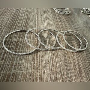 5 CZ Pave Dainty Rhinestone Baguette
Flexible Stretch Cuff Bracelets Silver New